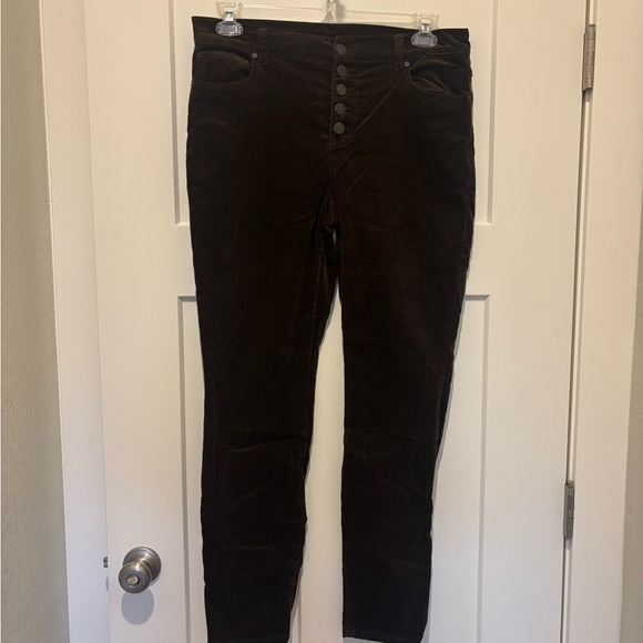 CAbi Button Fly Skinny Cords Chocolate Dark Brown Pants Size 10 EUC - Picture 5 of 8